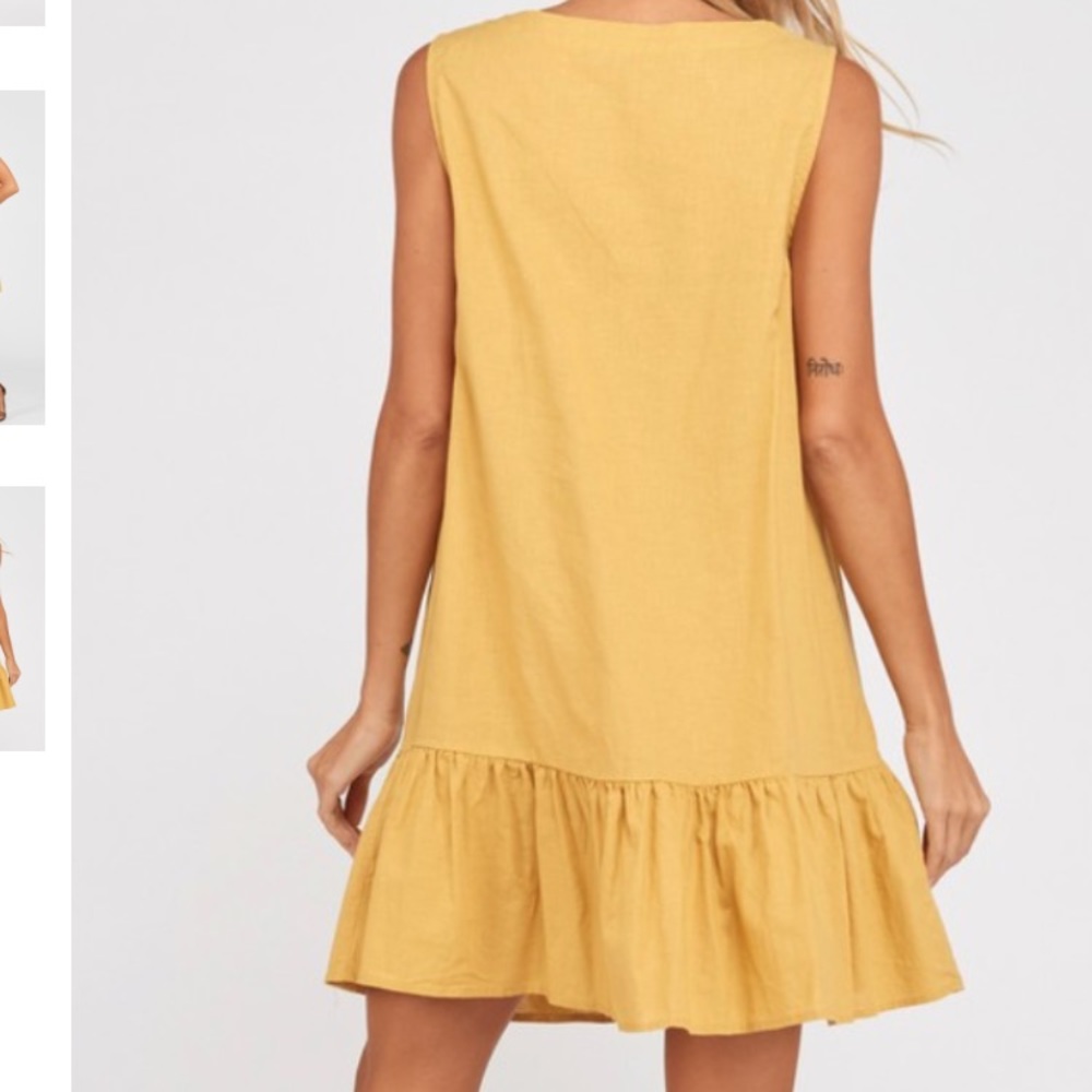 NWOT mustard button up dress - Picture 6 of 8